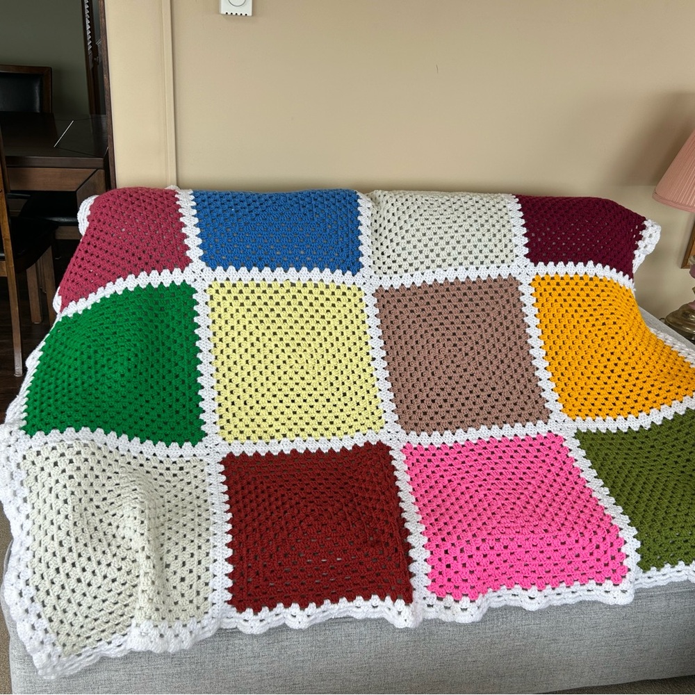 Colorful Crochet Patchwork Blanket